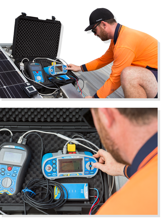 solar power panel testing on roof